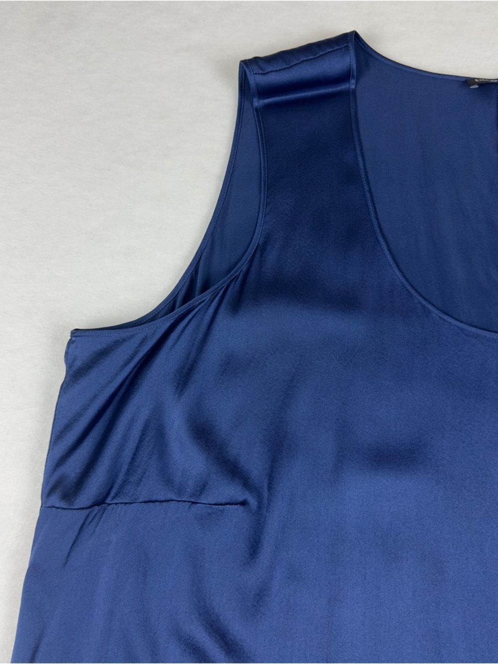 Eileen Fisher Satin Scoop Neck Sleeveless Camisole in Deep Blue - Picture 3 of 9
